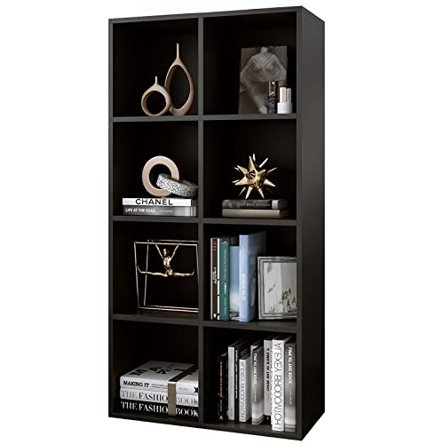 OSCHF 8-Cube Storage Shelf Bookcase - Wooden 4-Tier Floor Standing Open Bookshelf, Modern TV Stand up to 55 Inchs for Home and Office, Black - color: Black, size: 8-Cube
