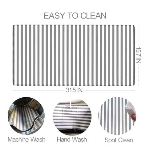Gray Striped Desk Mat Cute Pastel XXL Large Gaming Mouse Pad Desk Pad Kawaii Aesthetic Home Office Decor Cozy Keyboard Laptop Computer Mat - color: A3- Gray