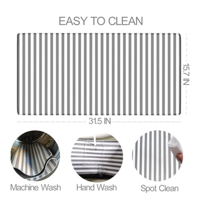 Gray Striped Desk Mat Cute Pastel XXL Large Gaming Mouse Pad Desk Pad Kawaii Aesthetic Home Office Decor Cozy Keyboard Laptop Computer Mat - color: A3- Gray