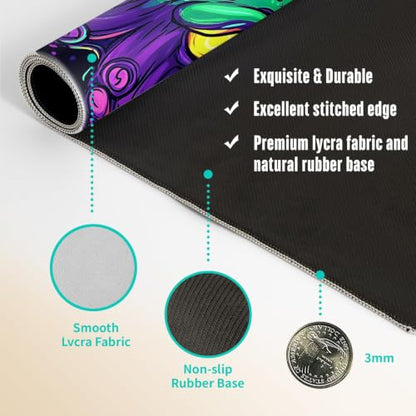Extended Gaming Mouse Pad, Large Mouse Mat 3 mm Nature Rubber Base Mousepad with Stitched Edges, Non-Slip Desk Mat for Office Home Great Gift 31.5x11.8 Inch (Dark Octopus) - color: Dark Octopus