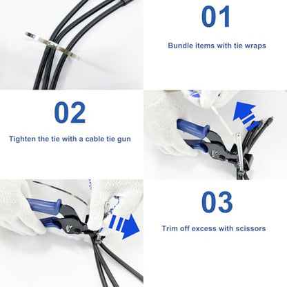 Heavy Duty Stainless Steel Zip Tie Gun Kit with 100pcs Self-Locking Metal Cable Ties, Duty Outdoor Adjustable Fastening Cutting Tie Tool Sets, Durable & Adjustable Tool Set (Blue) - color: Tool
