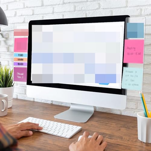 2Pcs Transparent Computer Monitor Memo Board Multifunction Monitor Message Board Sticky Note Holder Computer Side Panel for Home Office Desktop (Left and Right)