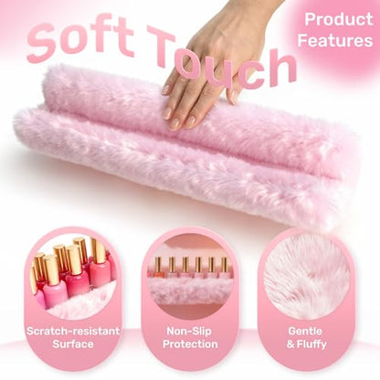 Care&More YJ 15 Inch Nail Polish Shelves, 4-Pack Fuzzy Display Nail Polish Rack for Storing Nail Bottles, Sunglasses, Essential Oils, Plush Soft Pink - color: Pink