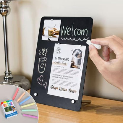 1-Pack Magnet Board, Magnet Display Stand, 12.6 x 11 Inch Memo Board with Removable Feet for Desk, Kitchen, Memo, Photo and Document Display(1, Black-Vertical) - color: Black-vertical