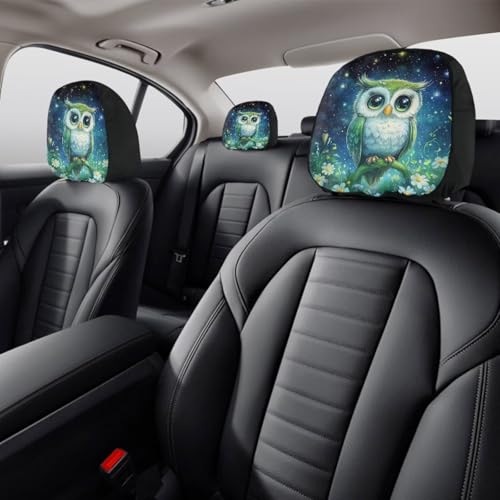 Galaxy Night Owl 2 Pcs Car Seat Headrest Cover Soft Stretchy Cars Seat Headrest Cover Universal Head Rest Protector Covering for Suv Truck Vehicles,Easy to Install Non-Slip Headrest Protector - color: Galaxy Night Owl