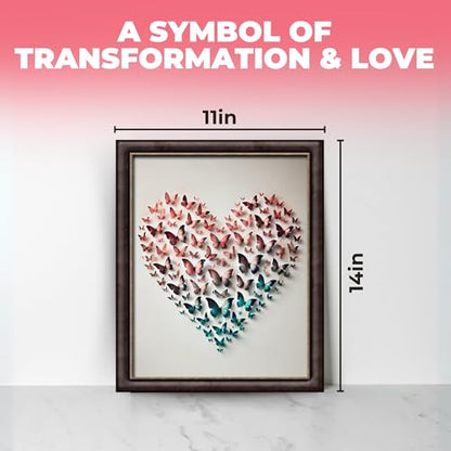 InkFlow Posters Butterfly Heart Poster - 3D Paper Butterflies in Pink, Blue, and Teal - Abstract Love Art for Bedroom, Living Room, Home - 11x14 Unframed Canvas Print - color: Style-04, size: 11"L x 14"W
