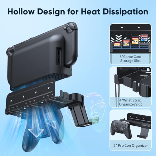 Metal Wall Mount for Nintendo Switch 2/1/OLED (Mount Behind TV)–Switch 2/Switch/OLED Organizer Shelf Stand with 10 Game Card Slots with Joycon Hanger Brackets *4 - size: For Switch 2/1/OLED