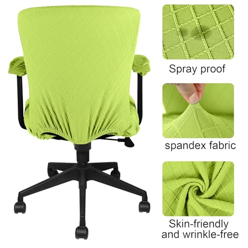 Tallew 4 Pcs Office Chair Covers Set Computer Universal Protective Stretchable Chair Seat Covers Desk Armrest Slipcovers Pads Office Cushion Backrest for Rotating(Lemon Green) - color: Lemon Green