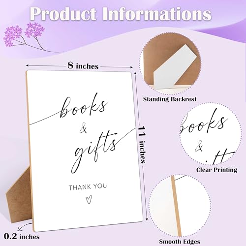 Books and Gifts Sign for Baby Shower Decorations, 8×11 Inches Gift Table Wooden Sign With Stand, Gender Neutral Tabletop Decor for Gender Reveal Party, Baby Shower Favor Supplies - style: Books and Gifts