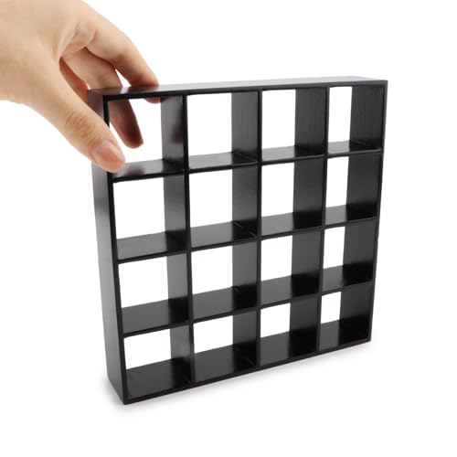 Miniature Furniture Storage Rack 1/12 Dollhouse Furniture 16 Grid Shelf Bookshelf Display Shelf Wall Rack Stand Mini House Scene Decoration (Black) - style: Black