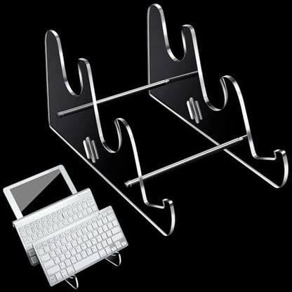Taiyin Acrylic Keyboard Display Stand Holder Mechanical Computer Stand Shelf for Desk Transparent Acrylic 3 Tier Keyboards Storage Holder Tray for Computer Tablet Picture Frame