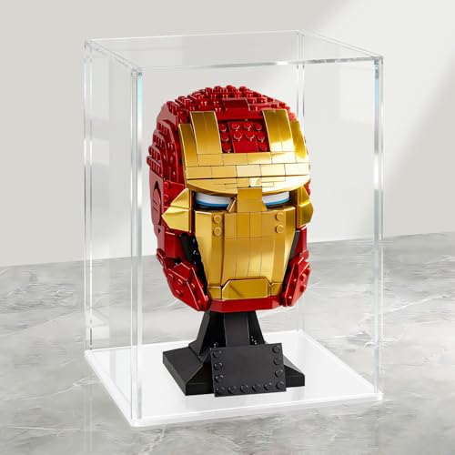 LANSCOERY Acrylic Display Case, 8x8x10 in, Upgraded Thickened UV-Resistant Showcase, 98% Clarity Dustproof Box with Glossy White Base for Action Figures, LEGO & Models, Includes Scraper & LED Light - color: White, size: 8x8x10inch; 20x20x25cm
