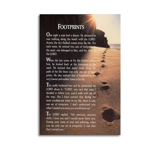 Zapeeitt Footprints In The Sand Christian Poem Motivational Quotes Canvas Art Poster And Wall Art Picture Print Modern Family Bedroom Decor Posters 08x12inch(20x30cm) Unframe-style-1 - color: Unframe-style-1, size: 08x12inch(20x30cm)