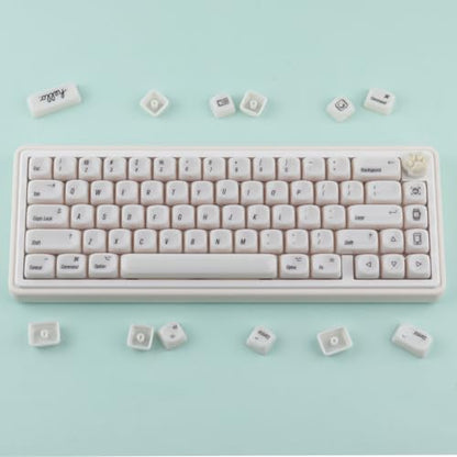 Tsungup MOA Keycaps,136 Keys Cute Ceramic Textured Custom Keycaps 60 75 Percent, Minimalist White Mac Keycap Set Key Caps Keyboard for Cherry Gateron MX Swithes Mechanical Keyboards(Translucent White) - color: White