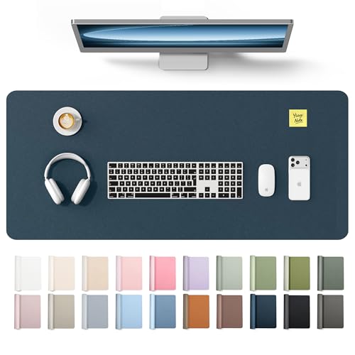 YSAGi Leather Desk Protector, Office Mat, Large Mouse Mat, Non-Slip PU Leather Blotter, Laptop Desk Mat, Waterproof Writing Pad for Office and Home(Dark Blue, 42" x 17.2") - color: Dark Blue, size: 42" x 17.2"
