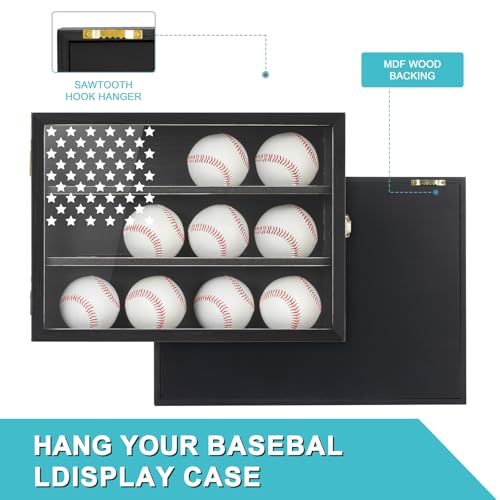 GYaozii Retro Baseball Display Case 12 Balls UV Protection Wood Frame | Retro Baseball Holder Shadow Box for HD Acrylic Front Wooden Frame for Collecting Autographed Balls Exquisite Souvenirs - size: 12 Retro Baseballs Case