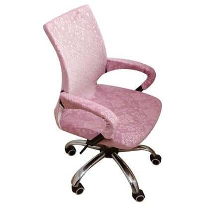 Velvet Pink Office Chair Cover with Armrest Cover 18Inch Wide Stretch Small Desk Computer Chair Covers with Long Zipper Arm Slipcovers Washable - color: Velvet-pink, size: Small