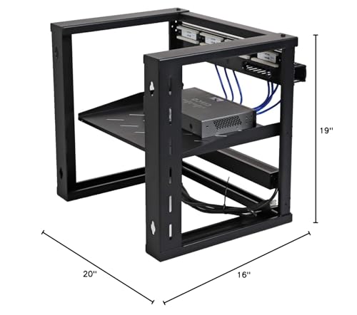 AEONS 9U Open Frame Wall Mount 19-Inch IT Network Server A/V Equipment Rack 16" Depth 12-24 Threaded 2-Post Mounting, Black - style: 9U-16"D
