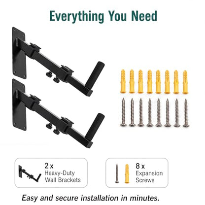 Musical Keyboard Wall Mount, 12.5-19" Telescopic Piano Keyboard Stand Holder, Versatile Wall-Mounted Musical Instrument Display Rack for Synth, MIDI, Electric Piano (1 Pair)