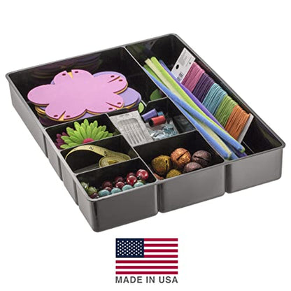 Officemate Deep Drawer Organizer Tray, 8 Compartments, 2 1/4" H x 15 1/8" W x 11 1/2" D, Black (Pack of 6) - size: (Pack of 6)