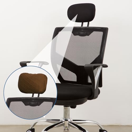 uxcell Office Chair Pillow Cover, Office Chair Headrest Attachment Mesh Removable Headrest Protector for Home Desk Computer Chairs, Brown - color: Brown