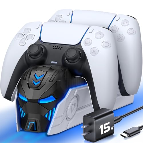 Upgraded for PS5 Controller Charger with Fast Charging AC Adapter, Dual Controller Charging Station Stand for PlayStation 5, Faceplates for PlayStation 4 - size: M