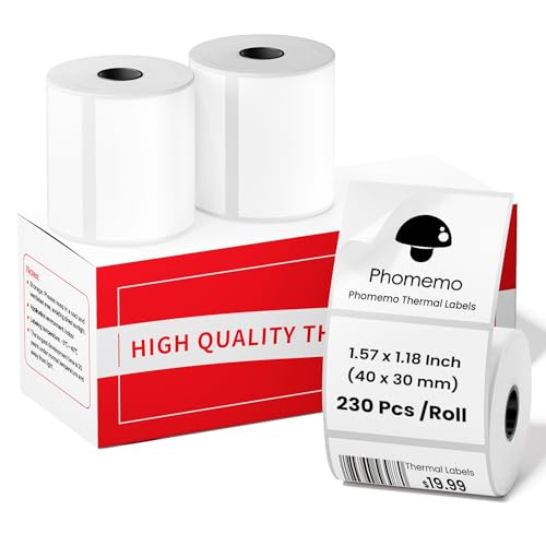 Phomemo M110 Labels Compatible with Phomemo M110/M120/M200/M220/M221 Label Printer, Multi-Purpose Label Tape Self-Adhesive Thermal Paper, Black on White, 1.57"x1.18" (40x30mm) 690 Labels/3Roll - size: 1.57"x1.18", style: 3 Rolls
