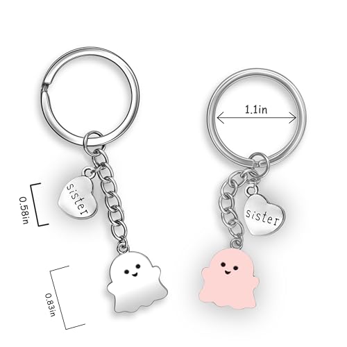 PRCOLUX Funny Cute Ghost Keychain Gifts for Sisters Boyfriend Girlfriend Couple Halloween Christmas Birthday Graduation Gifts - style: Ghost Boo