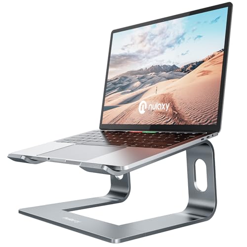 Nulaxy All-Aluminum Laptop Stand for Desk, Ergonomic Detachable Ventilated Cooling Computer Riser, Anti-Slip Design Notebook Holder Compatible with All 10-16" Laptops (MacBook, Dell XPS, HP, Lenovo) - color: A-Grey