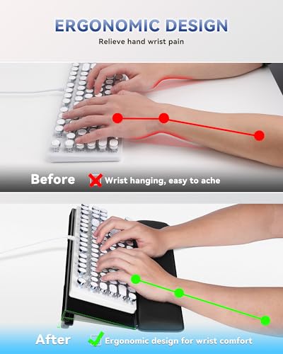 Laborio Computer Keyboard Stand for Desktop, 2-Level Height Adjustment Keyboard Wrist Rest, Non-Slip Key Board Riser Pad for Office, Gaming, and Home Desks - color: Black