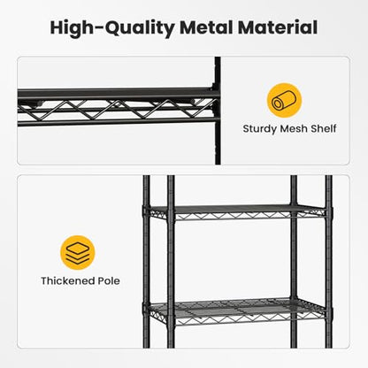 DUMOS 3-Tier Metal Wire Storage Shelves, Adjustable Standing Storage Rack Shelf with Wheels, Heavy Duty Steel Shelving Unit Organizers for Kitchen Bathroom Pantry Garage, 23.1" Wx13.4 Dx30.2 H, Black - size: 3 Tiers with wheels-30.31"H