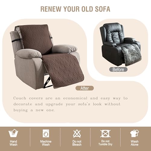 Genina Waterproof Oversized Recliner Chair Covers - 100% Protection, Non-Slip, Washable Recliner Slipcover for Larger Recliners, Kids & Pets Friendly【28'' /Chocolate】 - color: Chocolate, size: 28 in （Oversized 1 Seater）