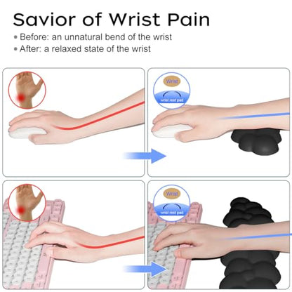 JIKIOU Upgrade Leather Cloud Keyboard Wrist Rest, Cloud Wrist Rest with Non-Slip PU Base, Comfortable Memory Foam Wrist Rest for Computer Laptop Mac Gaming Office and Pain Relief Christmas Wish Gift - color: 03matte Black