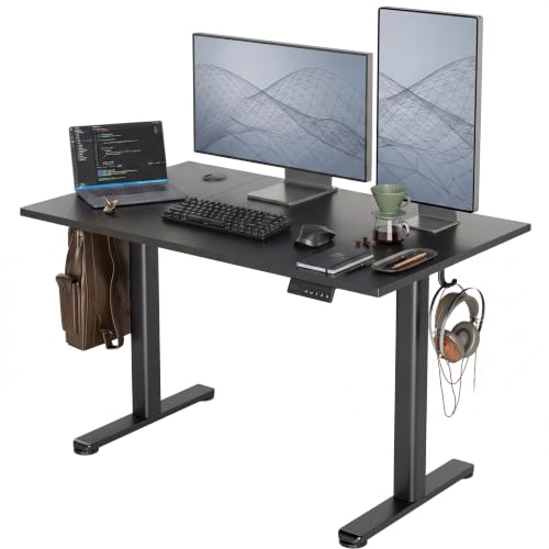 Claiks Electric Standing Desk 48 x 24 Inches, Motorized Sit Stand Desk with 3 Memory Presets & Cable Management, Spacious Ergonomic Computer Workstation for Dual Monitors & Gaming Setup, Black - color: Black, size: 48 Inch