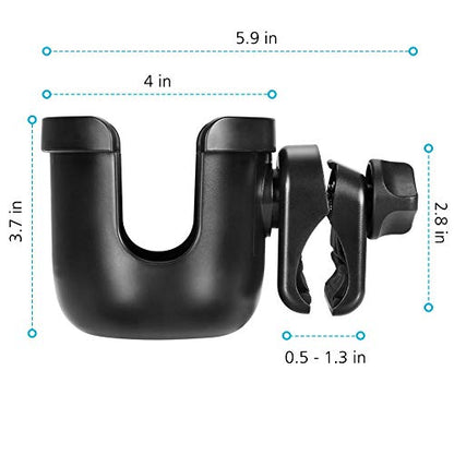 Accmor Stroller Cup Holder, Universal Cup Holder for Uppababy Nuna Doona Strollers, Bottle Drinks Holder for Wheelchair, Walker, Bike, Scooter, 2 Pack - style: Cup Holder-2pc