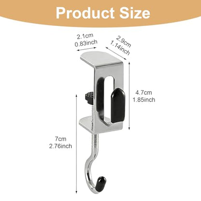 8PCS Desk Hook, Under Desk Handbag Hanger Purse Hook Holder for Table, Backpack Hanger Purse Holder for Desk Adjustable Can Hook Bags, Headphone Holder, Umbrellas, Cups and Keys