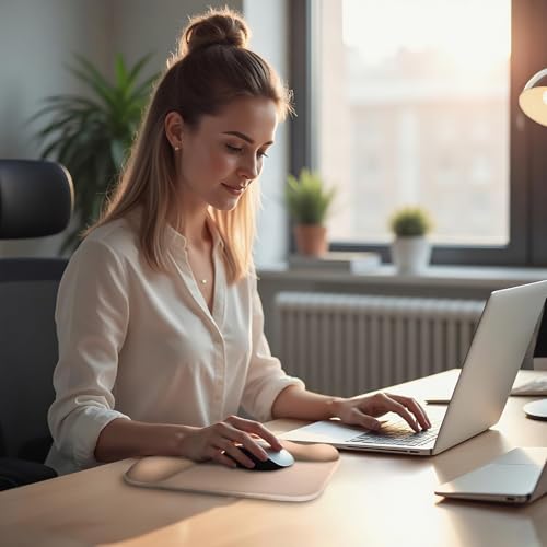 Ergonomic Mouse Pad with Gel Wrist Rest (1"& 1.2" Dual Height) - Mouse Pads Compact Mousepad Desk Mat Office, Gaming & Carpal Tunnel Relief | Non-Slip Rubber Base| Light Coffee Color - color: Light Coffee Color