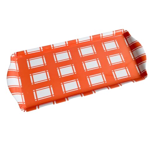 Sprinkles & Confetti Orange Plaid Melamine Serving Tray with Handles, Vibrant Seasonal Platter - Lightweight Shatter-Resistant, BPA-Free - Serving Tray for Holidays, Appetizers & Parties - color: Orange Plaid