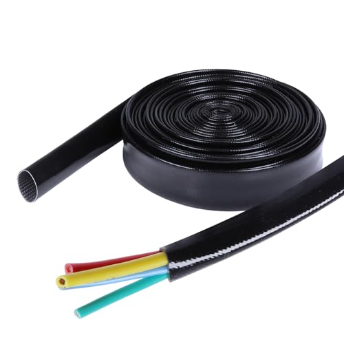 Silicone Fiberglass Sleeve Heat Shield Wire Protective High Temperature Electrical Insulation Self-extinguishing Black (9/16"-9ft) - style: 9/16"-9ft