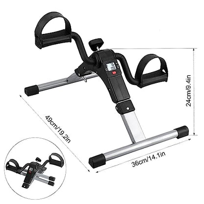 Folding Pedal Exerciser, Mini Under Desk Bike - Portable Foot Hand Cycle Peddler Machine Bicycle Exerciser for Arm Leg While Sitting - color: Silver