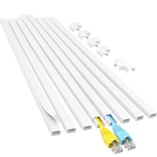 Yecaye Cord Hider, 113in One-Cord Cable Concealer, Cord Covers for Wires on Wall, Easy Install Cable Management Kit for 2 Small Wires, Cables Raceway Home Office, W0.59in H0.4in, White - color: White, size: Small