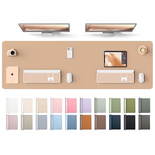 YSAGi Leather Desk Protector, Office Mat, Large Mouse Mat, Non-Slip PU Leather Blotter, Laptop Desk Mat, Waterproof Writing Pad for Office and Home(Latte, 63" x 17.2") - color: Latte, size: 63" x 17.2"