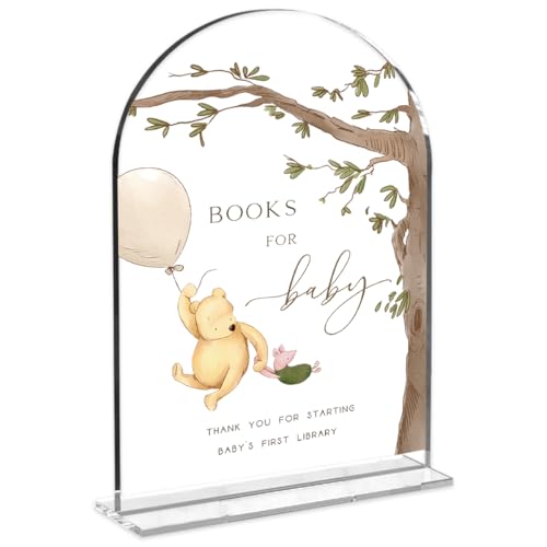 Cute Bear Baby Shower Sign Decor Arch Acrylic 5x7 Inch Sign 04 | Cute Bear Centerpieces Baby Shower & Event Gift Stations Dessert Table Decor - color: BBaby1