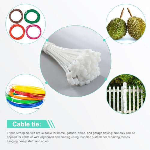 Shappy 12 Inch 50 Pcs Zip Ties Heavy Duty Strong Large Cable Wire Ties Zip Industrial Sturdy Wire, Awnings Tying Branches Bundling of Crops Fixed Water Pipes (White) - color: White, size: 12 inch