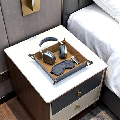 Valet Tray 5.5" Square Desktop Storage Organizer - Catch All Tray for Men & Women, Nightstand/Entryway/Desk/Dresser Top | Jewelry & EDC Holder for Watches, Keys, Wallet, Coins, Glasses