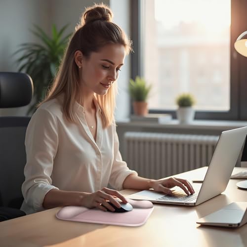 Ergonomic Mouse Pad with Gel Wrist Rest (1" & 1.2" Dual Height) - Cute Mouse Pads Compact Mousepad Desk Mat Office, Gaming & Carpal Tunnel Relief | Non-Slip Rubber Base Pale Pink - color: Pale Pink