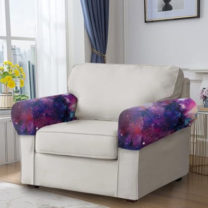 Galaxy Space Print Armrest Covers for Chairs, 2 PCS Stretch Furniture Protector for Recliner, Curved, Square, Stain Resistant Couch Armrest Covers - color: Galaxy Space