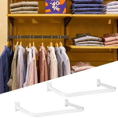 Shimeyao 2 Pcs U Shaped Handrail for Slatwall 24 Inch Oval Tubing Handrail Metal Slat Wall Accessory for Retail Displays Bracket Clothing Rack Home Use (White)