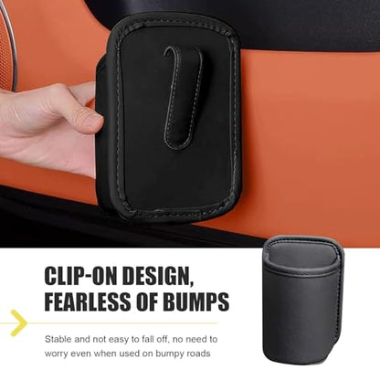 WZP 2PCS Large Car Door Cup Holders, Clip On Vehicle Seat Side Hanging Cup Holder, Waterproof Scratch-Resistant Leather Beverage Holder, Multifunctional Storage for Water Bottle Mobile Phone Change