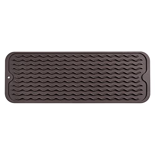 MicoYang Silicone Dish Drying Mat for Multiple Usage,Easy clean,Eco-friendly,Heat-resistant Silicone Mat for Kitchen Counter,Sink,Bar,Bottle,or Cup Coffee M 17 inches x 6 inches - color: Coffee, size: 17"L x 6"W